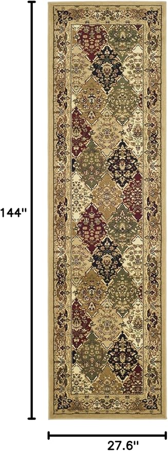SAFAVIEH Lyndhurst Collection Runner Rug - 2'3" x 12', Multi & Beige, Traditional Oriental Design, Non-Shedding & Easy Care, Ideal for High Traffic Areas in Living Room, Bedroom (LNH221C)