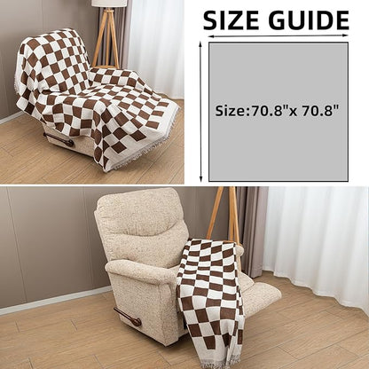 Recliner Chair Covers Lazy Boy Recliner Covers Armchair Cover Blanket Sofa Thick Soft Fabric Living Room Bedroom Throw Washable Sofa Slipcovers for Pets Kids (Brown Plaid)