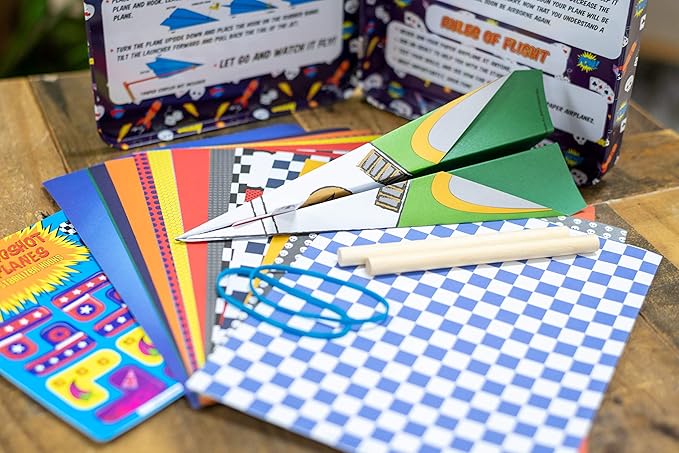 Bendon TS Shure Slingshot Airplanes Educational Activity Tin with Stabilizer Hooks and Slingshots 50511