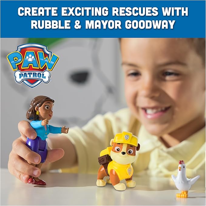 Paw Patrol Rubble, Mayor Goodway & Chickaletta Figures, Kids Toys for Boys and Girls Ages 3 and Up