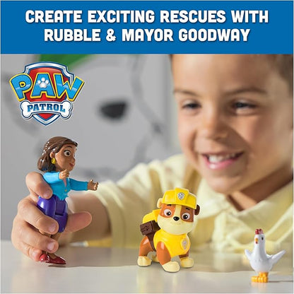 Paw Patrol Rubble, Mayor Goodway & Chickaletta Figures, Kids Toys for Boys and Girls Ages 3 and Up