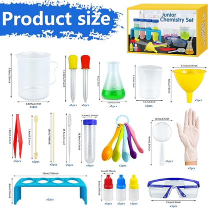 33PCS Lab Science Experiments for Girls and Boys Learning Kits for Junior Chemistry Beakers and Test Tubes Fun Experiments for Students Activities Science Project Classroom Gift for Curious Minds