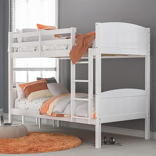 Hillsdale Alexis Contemporary Wood Arch Twin Over Twin Size Bunk Bed, White
