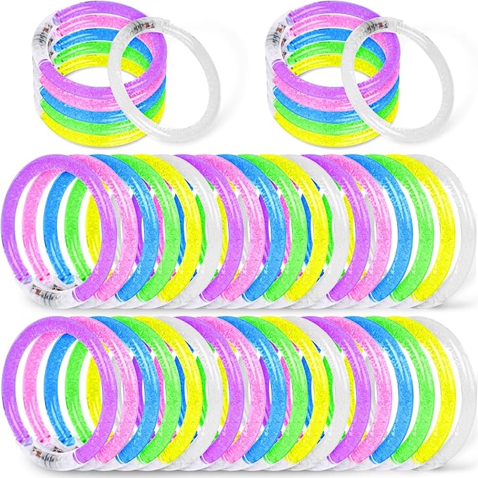 MCPINKY 12PCS Glow Bracelets Bulk, Glow in the Dark Bracelets Light up LED Bracelets for Bachelorette Graduation Parties Discos Clubs