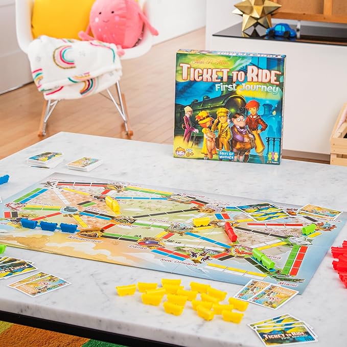 Ticket to Ride First Journey - Kids Train Board Game for Families, Strategy for Children, Board Games for Kids, Family Fun for Children & Families, 2-4 Players Ages 6+, 15-30 Min
