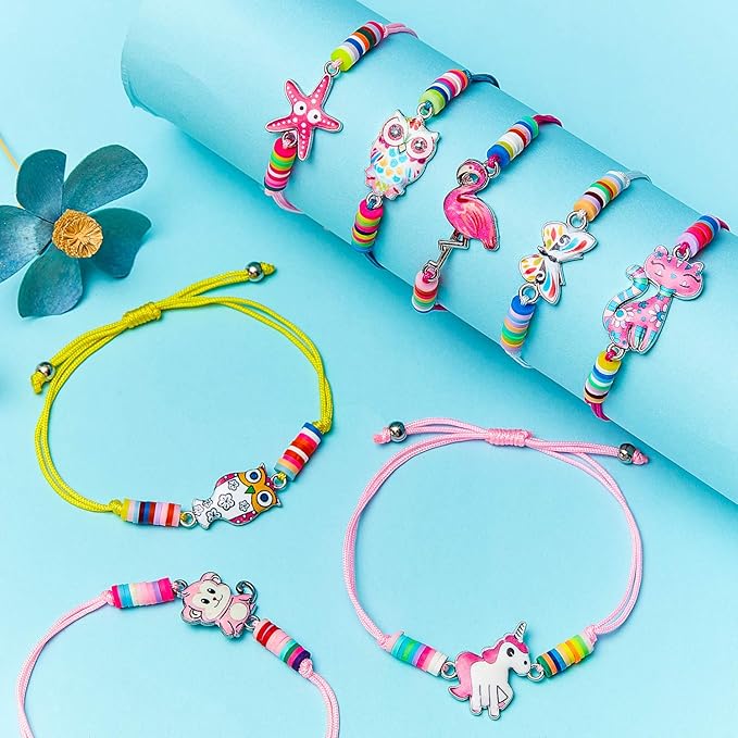 BBTO 20 Pieces Girl Friendship Bracelets Unicorn Animal Pendant Owl Cute Adjustable Girl Bracelets for Party Favors Gift