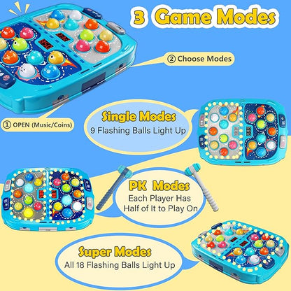 Whack Mole Game for Toddlers, 11x15 Inch Large Whacking Toy with Sound and Light, Interactive Pounding Toy for Kids, 9 Speeds for Beginners/The Skilled/Experts to Challenge, Toys for 3+ Year Old Boys