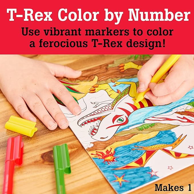 Faber-Castell Color by Number Foil Fun - T-Rex - Color and Display 1 Dinosaur Color by Number Board