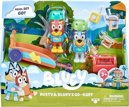 Bluey Vehicle and Figures Pack, Rusty Go-Kart, 2.5-3 inch Figures and Accessories