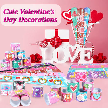 Valentine's Day Slap Bracelets 48Pcs Valentine's Day Party Favors for Kids Valentine's Day Snap Bracelets Party Supplies Valentine's Prize for student Valentine's Day Gift for Class Goodie Bag Fillers