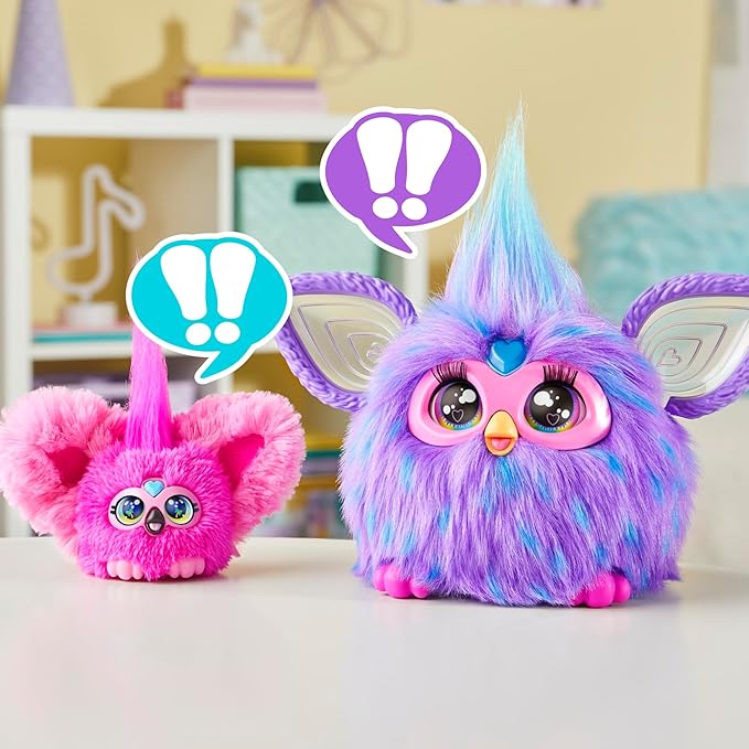Furby Furblets Flo-Flo Mini Friend, Electronic Plush Toys, Pink Flamingo, Speaks Furbish & Plays Music, Series 5, Easter Basket Stuffers, Ages 6+
