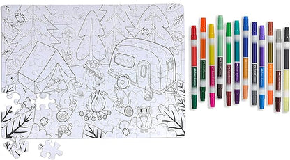 Faber-Castell Color by Number Puzzle, Camping - 100 Pieces, DIY Coloring Puzzle Set for Kids Ages 6+, Small