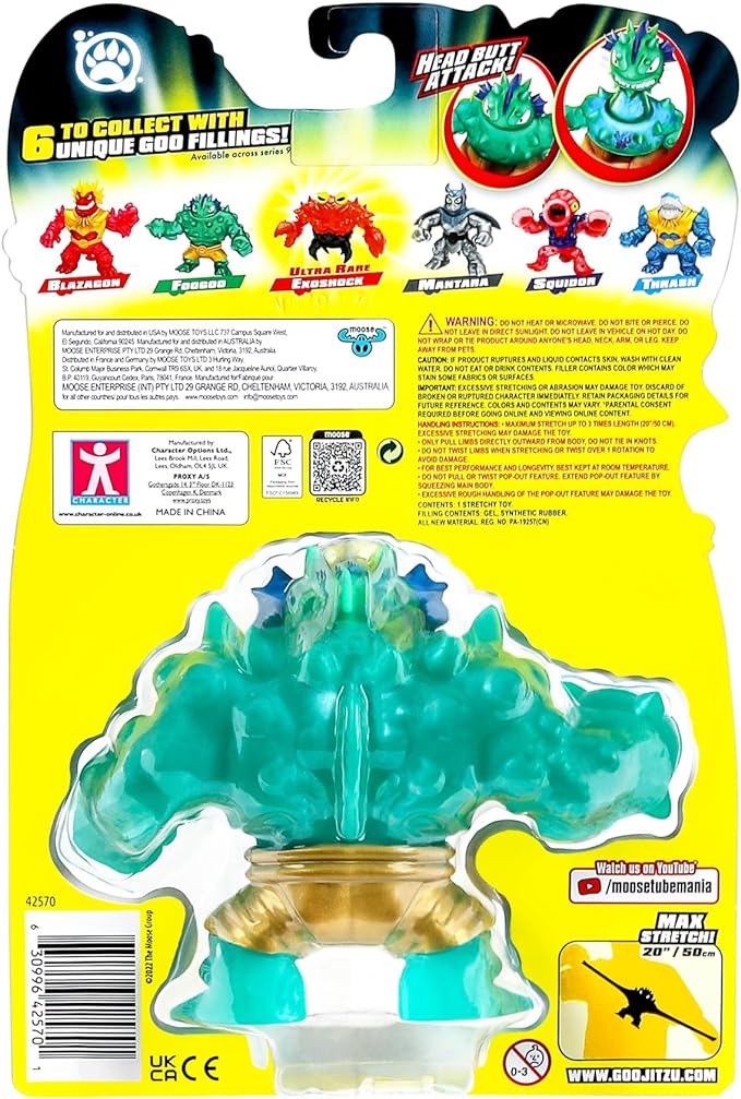 Heroes of Goo Jit Zu Deep Goo Sea Foogoo Hero Pack. Super Oozy, Goo Filled Toy. with Head Butt Attack Feature. Stretch Him 3 Times His Size!
