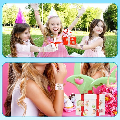 74 PCS Fairy Party Favors, 24 PCS Fairy Slap Bracelets 50 PCS Fairy Stickers Fairy Birthday Party Decorations Supplies Gifts for Fairy First Birthday Party Supplies Gifts