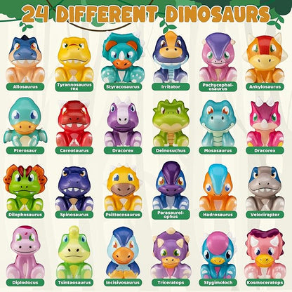 24 Pack Filled Easter Eggs for Kids Prefilled Egg Fillers Squishy Toys Stuffed Easters Gifts Basket Stuffers for Kids Girls Toddlers Boys Easters Egg Hunt Party Favors Dinosaur (Easter Dinosaur)