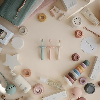 mushie Flower Toddler Training Toothbrush (Blush)