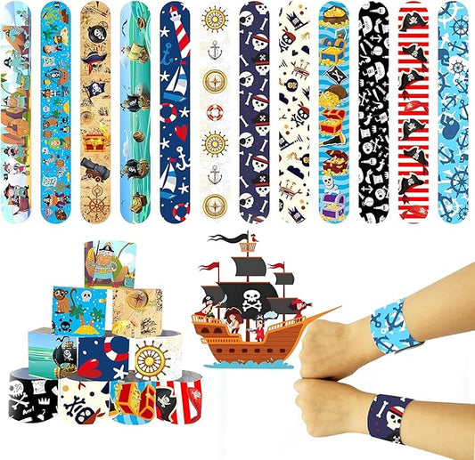 36 PCS Pirate Slap Bracelets Kids Party Favors,Bulk Snap Bracelet Party Favors Supplies for kids&teens Gifts Teacher Classroom School Favors