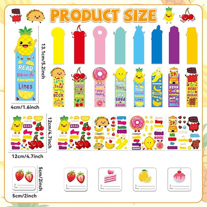 Qyeahkj 32 Sets Fruit Cute Foam Craft for Kids Make Your Own Bookmark Craft DIY Doughnut Taco Foam Craft Arts Bulk Kit Party Favor Supplies DIY Gift for School Home Activities Party Favor Decorations