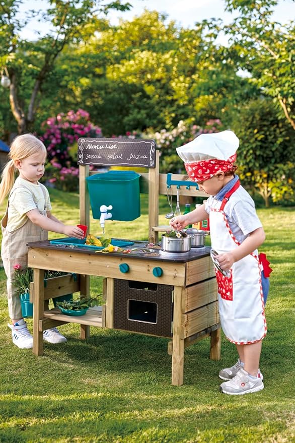 Hape Outdoor Kitchen | Mud Kitchen Wooden Toy Playset with Accessories, for Children Ages 3+ Years