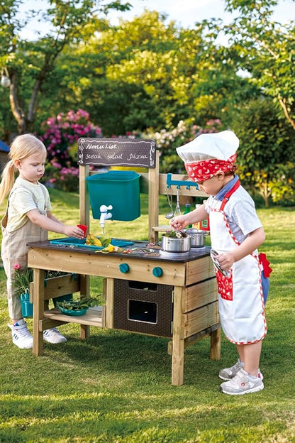 Hape Outdoor Kitchen | Mud Kitchen Wooden Toy Playset with Accessories, for Children Ages 3+ Years