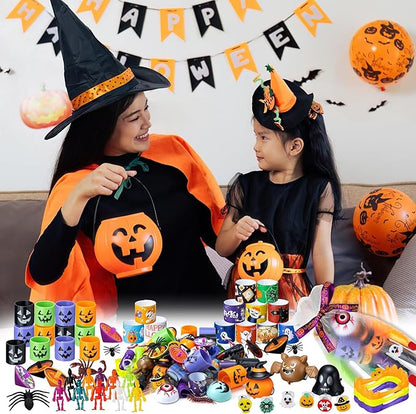 Halloween Party Favors, 193pcs Halloween Stuffed Toys Bulk Birthday Party Decorations, Goodie Bags for Party Supplies, Halloween Games for Kids