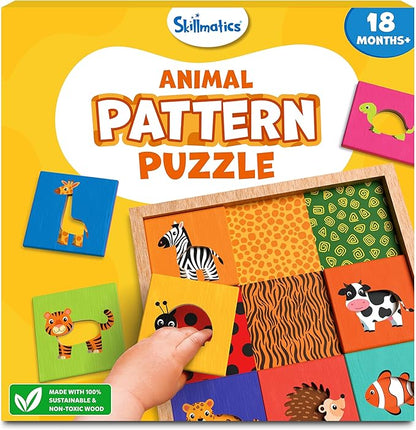 Skillmatics Animal Pattern Puzzle Set - Educational Wooden Toy for Toddlers, Matching & Learning Game, Gifts for Boys & Girls Ages 18 Months and up