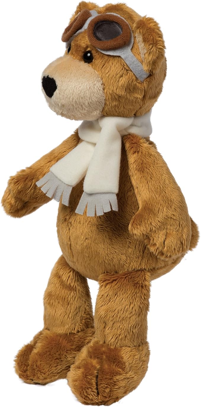 Manhattan Toy Aviator Teddy Bear 12" Stuffed Animal Plush with Soft Goggles and Scarf