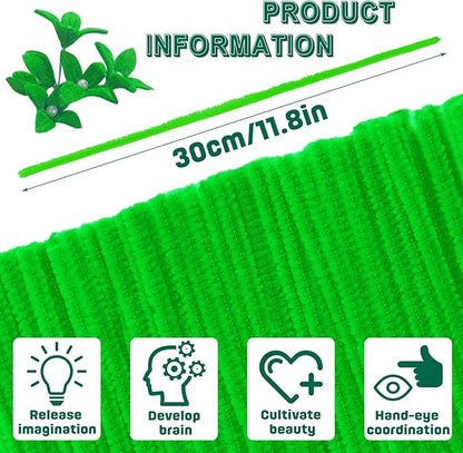 180 Pieces Pipe Cleaners Chenille Stem, Craft Pipe Cleaners, 11.8inch Christmas Pipe Cleaners Chenille Stems for DIY Art Crafts Decorations Supplies (Light Green)