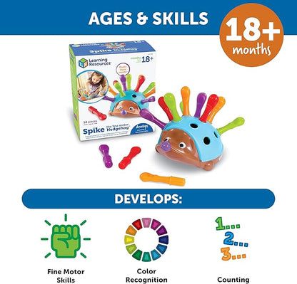 Learning Resources Spike The Fine Motor Hedgehog - Toddler Learning Toys, Fine Motor and Sensory Toys for Kids Ages 18+ Months, Montessori Toys