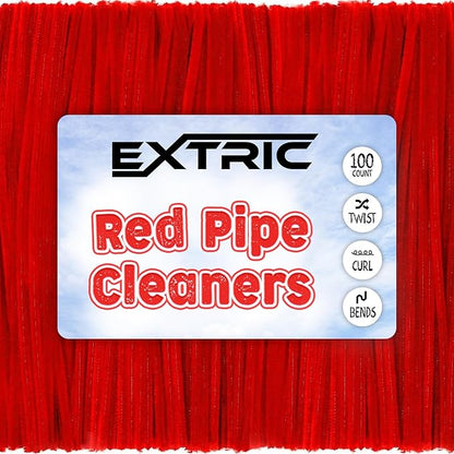 Pipe Cleaners Craft - 100 Pcs Red Chenille Stems, 6mm x 12 Inch Fuzzy Sticks, Great for DIY Arts and Craft Projects and Decorations