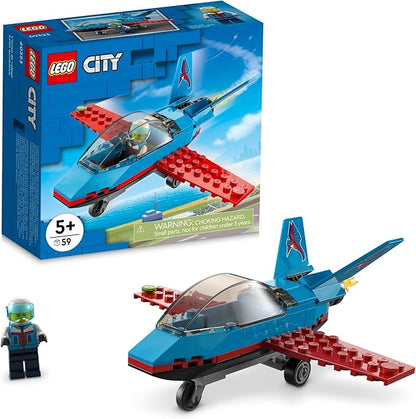 LEGO City Great Vehicles Stunt Plane 60323 Jet Airplane Toy, 2022 Building Set, Gifts for Kids, Boys and Girls 5 Plus Years Old with Pilot Minifigure