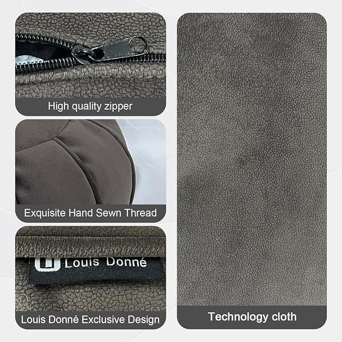 Louis Donné Unstuffed Ottoman Pouf Cover, Eco-Friendly Fabric Pouf Ottoman Floor Chair with Storage Solution for Bedroom, Round Foot Stools for Seating Poufs for Living Room Camper（Dark Brown）