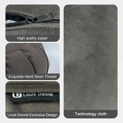 Louis Donné Unstuffed Ottoman Pouf Cover, Eco-Friendly Fabric Pouf Ottoman Floor Chair with Storage Solution for Bedroom, Round Foot Stools for Seating Poufs for Living Room Camper（Dark Brown）