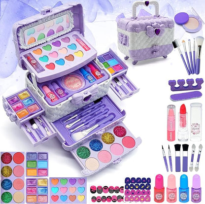 Kids Makeup Kit Girls Toys - Toys for Girls Real Washable Makeup Girls Princess Gift Play Make Up Toy Makeup Vanities for Girls Age 4-12 Year Old Children Gift Birthday