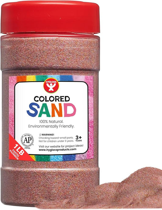 Hygloss Products Colored Play Sand - Assorted Colorful Craft Art Bucket O' Sand, Pastel Rainbow, 1 lb