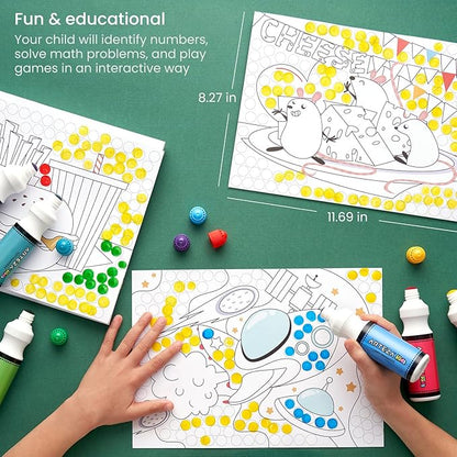 ARTEZA Kids Dot Markers and Activity Book, 6 Nontoxic Bingo Daubers