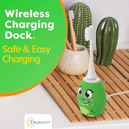 Trueocity Kids Toothbrushes U Shape, Kids Automatic Toothbrush, Toddler Toothbrush U Shaped, U Toothbrush Kids, Auto Toothbrush, Rechargeable Electric Brush Age 2+, Children's Toothbrush (Dinosaur)