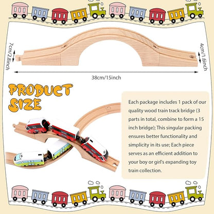 Kigley Wood Train Track Expansion Wooden Train Track Accessories Wooden Bridge for Most Major Toy Railway