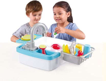 Play My Little Kitchen Sink Toys - Toddler Kitchen Role Dishwasher Toys with Running Water Cycle System - Utensils Tableware Accessories for Kids - 18 Piece Pretend Toy for Boys & Girls