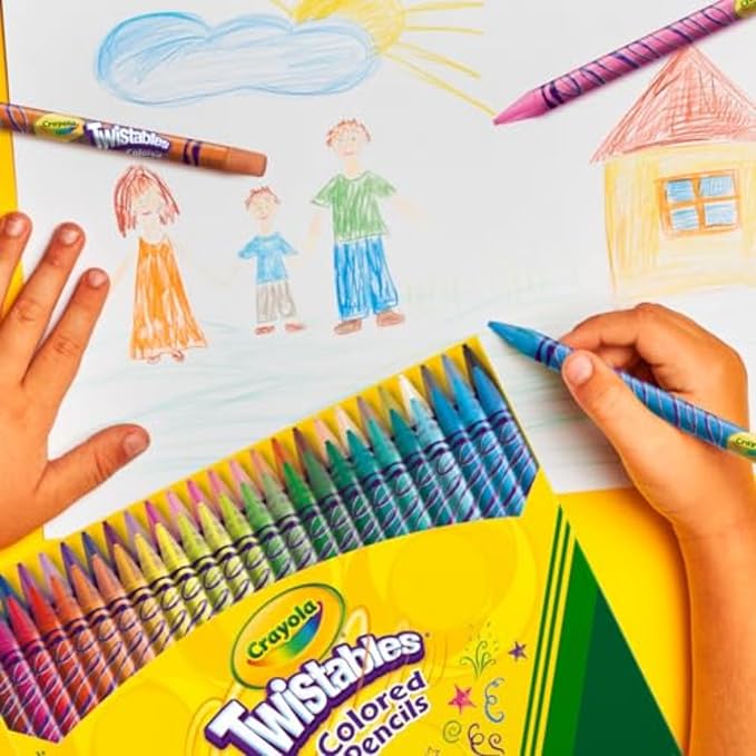 Crayola Twistables Colored Pencil Set (50ct), No Sharpen Colored Pencils For Kids, Coloring Book Pencils, Easter Basket Stuffers, Gifts for Kids, 4+