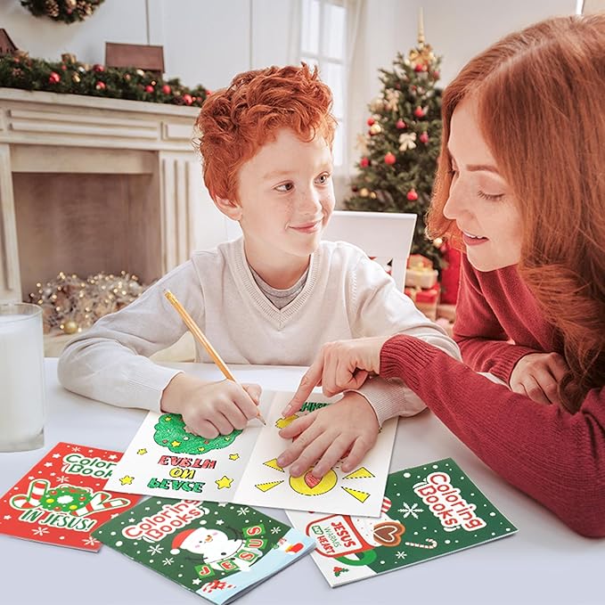 24Pcs Christmas Religious Coloring Books - Christian DIY Color-in Pages Booklet Bulk Drawing Xmas Theme Activity Party Supplies for School Classroom Rewards Holiday Artwork Gift for Kids