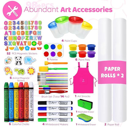 Joyooss Art Easel for Kids Easel for Toddlers, Adjustable Painting Station Wooden Easel Toddler Easels Kids Board Whiteboard & Chalk Board Easel Kids, Kids Art Easel for Kids Age 4-8 9-12 Kid Easel