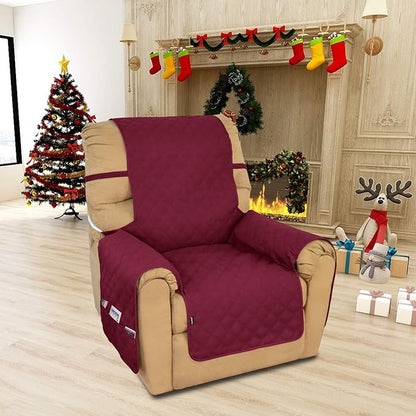 Easy-Going Sofa Slipcover Waterproof Recliner Chair Cover Non-Slip Fabric Couch Cover for Living Room Washable Furniture Protector for Pets Kids Children Dog Cat (Recliner, Wine)