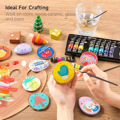 Shuttle Art Acrylic Paint Set, 15 x 12ml Tubes Artist Quality Non Toxic Rich Pigments Colors Perfect for Kids Adults Beginners Artists Painting on Canvas Wood Clay Fabric Ceramic Crafts