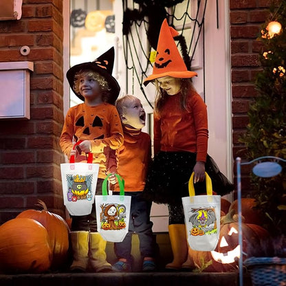 Kacctyen 45 Pcs Cute Coloring Goodie Bags Reusable Halloween Art Party Favor Bags Paint Bags for Kids Halloween Birthday Party Favor Bags Color Your Own Bag Graffiti Goodie Bags, 9 Styles