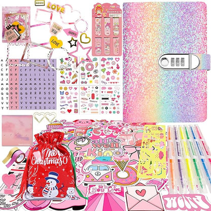 Christmas Gifts for Girls ,DIY Journal Kit for Girls,Diary for Girls with Lock ,DIY Journal Set for Tween & Teen Girls, Stationery Set, Diary Supplies Set, Journaling Art Crafts Kit, Ideal Gifts for Girl