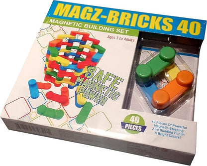 Magz-Bricks 40 Piece Magnetic Building Set, Magnetic Building Blocks