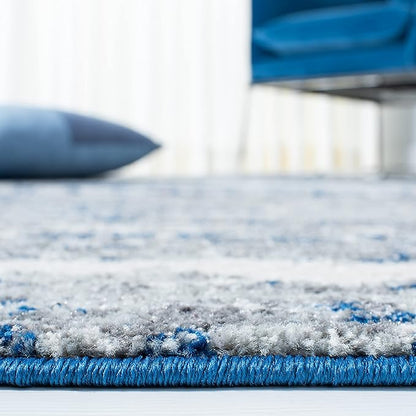 SAFAVIEH Evoke Collection Area Rug - 9' x 12', Dark Blue & Grey, Modern Abstract Design, Non-Shedding & Easy Care, Ideal for High Traffic Areas in Living Room, Bedroom (EVK272L)