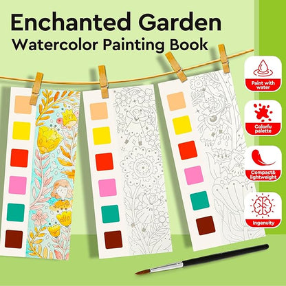 Watercolor Coloring Books for Kids Ages 5-6,8-12,Travel Pocket Water Color Paint Set for Toddlers Party Birthday Thank You Exchange Gift Art and Craft Easter Basket Stuffers for Toddlers