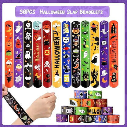 MGparty Halloween Party Favors, 72Pcs Slap Bracelets Rubber Wristbands Halloween Toys for Kids Halloween Party Supplies Decorations Treat Bags Gifts Goodie Bags Filler
